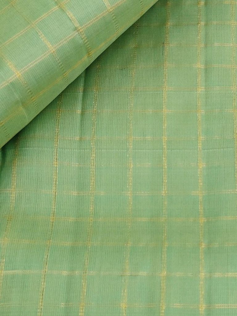 Cardamom-green-Kanchi-silk-fabric-with-zari-checks-