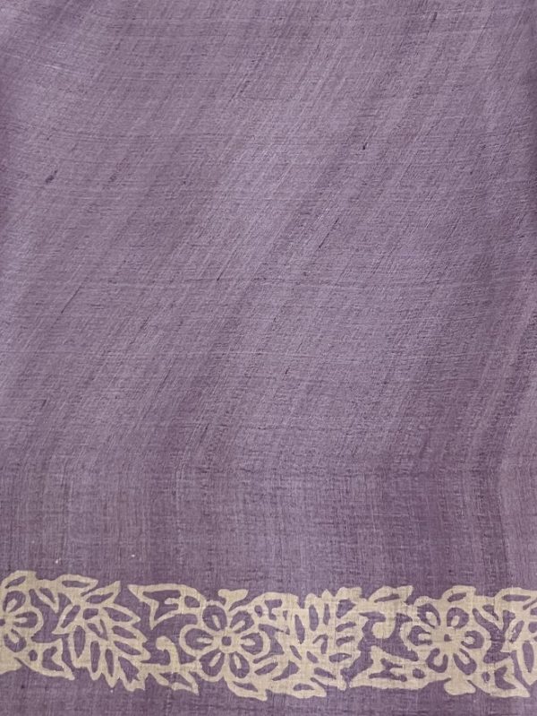 Veena lavendar floral printed tussar saree