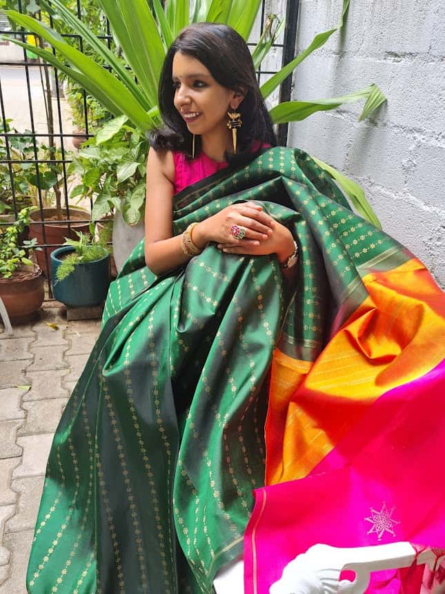 Indian Women Designer Silk Fabric Sari With Blouse Dress Striped Pattern  Work | eBay