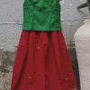 Red kanchi cotton kids skirt set