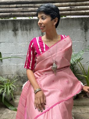 Tejasvi-Dusty pink kanchipuram silk saree with thread buttis