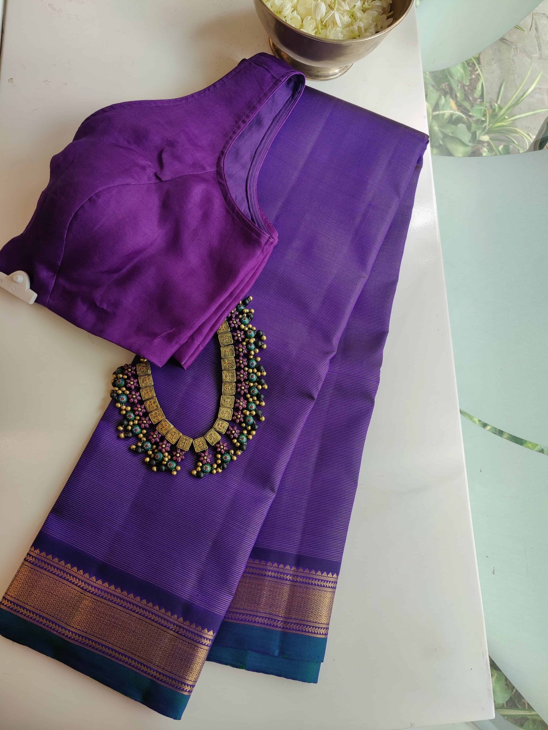 Trending Party Wear Women's Banarasi Zari Woven / Jacquard Kanjivaram /  Litchi SILK Saree / With Purple Blouse Piece
