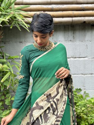 Lasya - Forest green blouse (1)