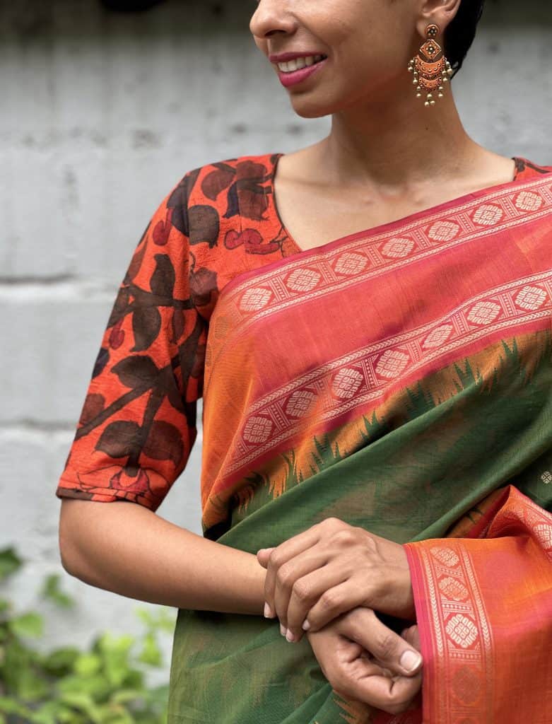 Liya - Orange Kalamkari blouse (2)