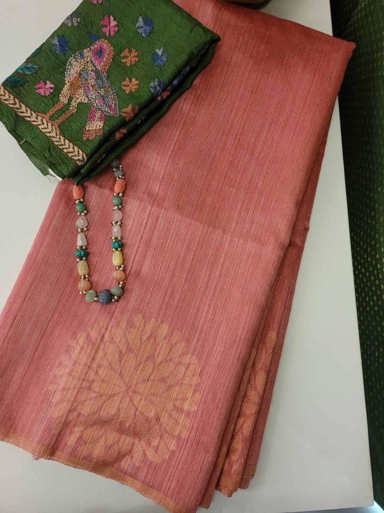 Mayur - Dusty pink carnation saree (2)
