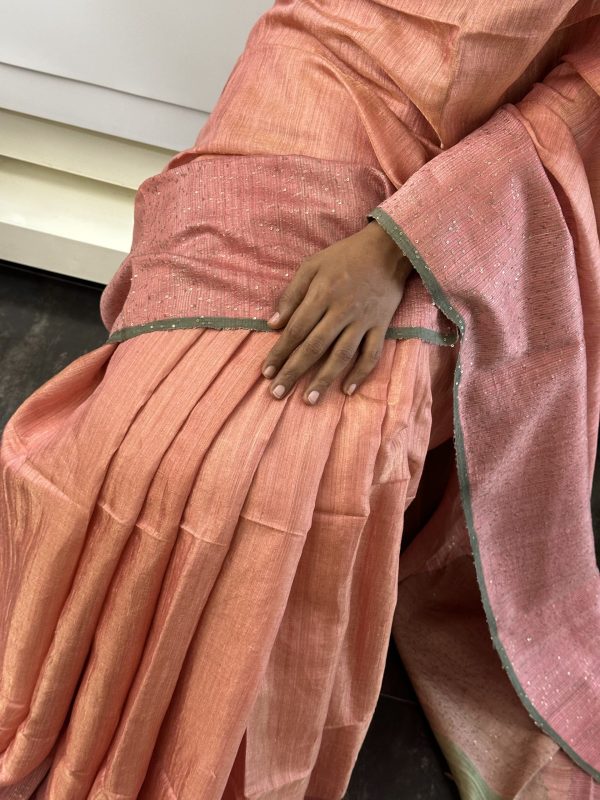 Mayur - Plain dusty pink saree (2)