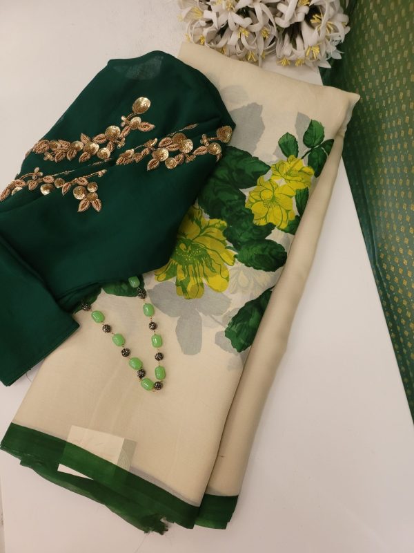 Mila - Cream and green saree (2)