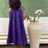 Violet silk dress for girls