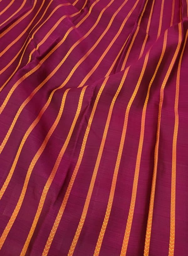 Alani magenta orange vertical striped silk saree 3