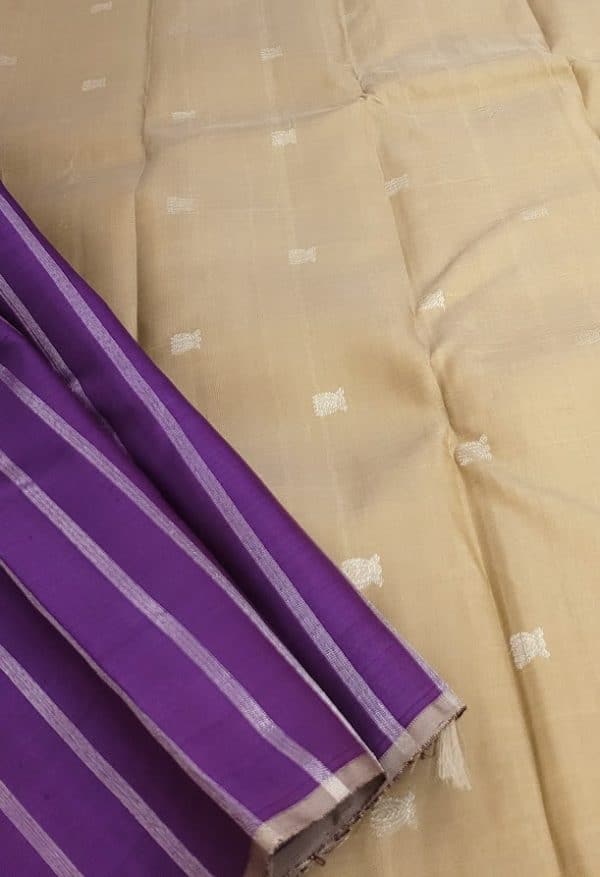 Alani purple vertical striped kanchi silk saree 1