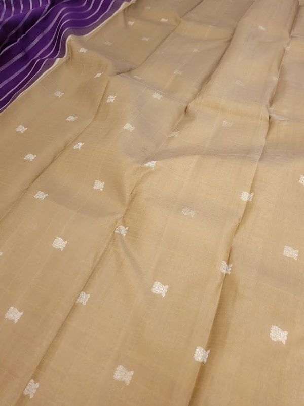 Alani purple vertical striped kanchi silk saree 2
