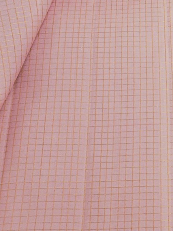 Baby pink Kanchi silk fabric with zari checks