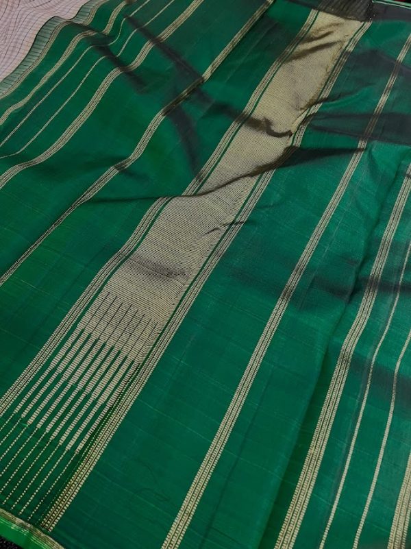 Charita - Chettinad checked kanchipuram silk saree with green pallu 3