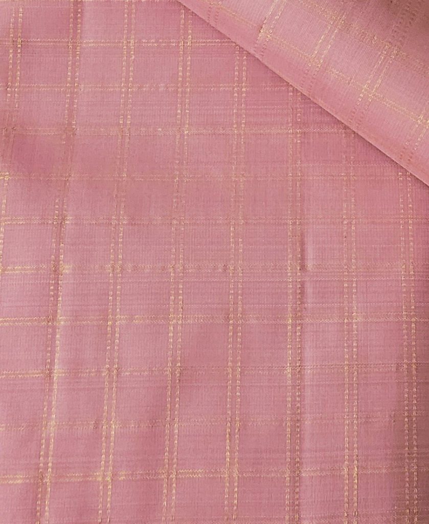 Dusty pink Kanchi silk fabric with zari checks
