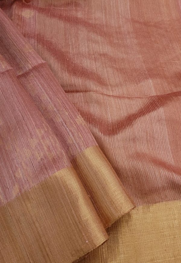 Dusty pink handloom tussar matka saree 1