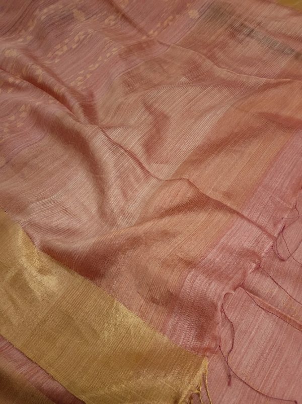Dusty pink handloom tussar matka saree 2
