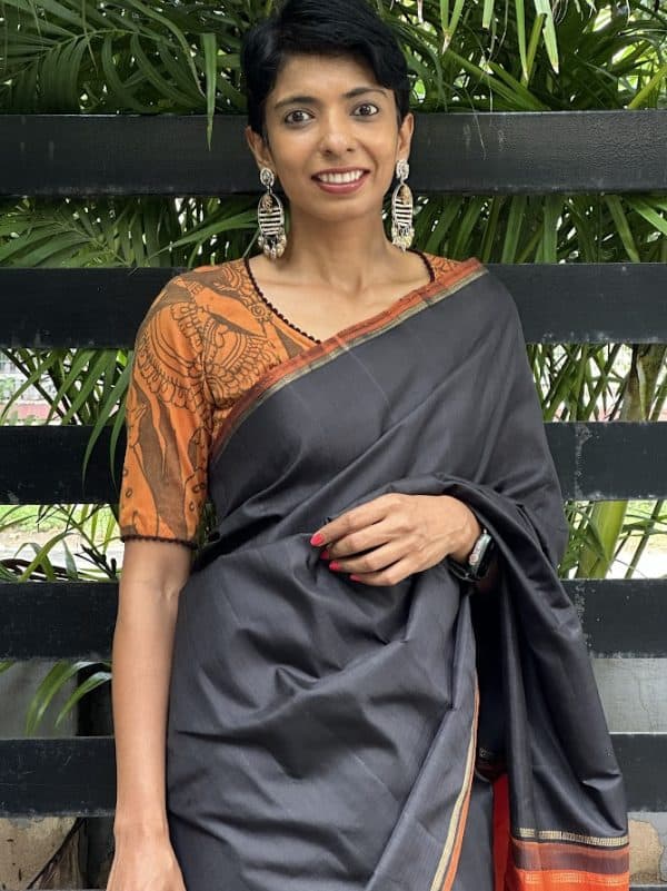 Liya orange Kalamkari blouse