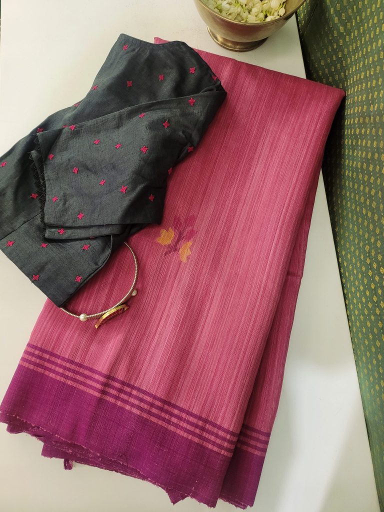 Mayur-Pink and magenta Matka silk (1)