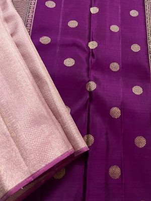 Ranya - dusty pink and magenta Kanchipuram silk saree with brocade shoulder