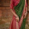Sumangala Green pink kanchi silk korvai saree 1