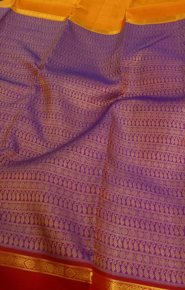 Sumangala-Violet, mustard and red Kanchipuram silk (5)