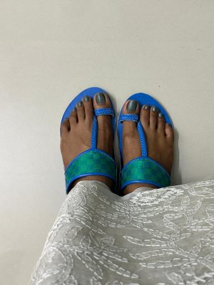 Teal and blue footwear