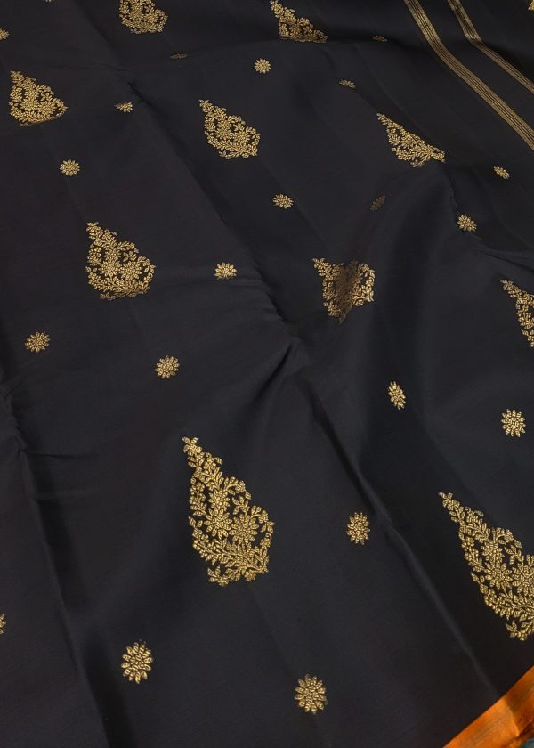 Vera-Black and orange Kanchipuram silk (5)