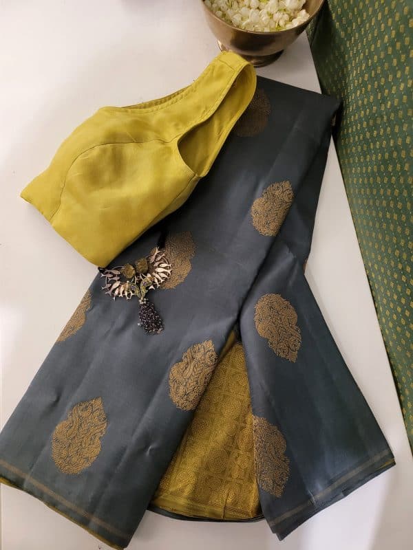 Vera-Grey and chartreuse green Kanchipuram silk (2)