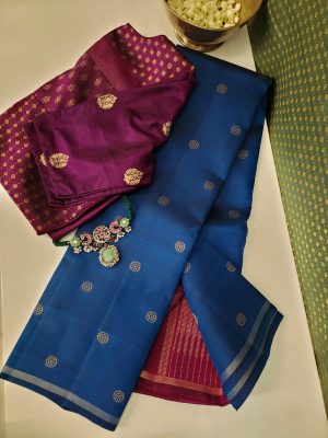 Vera-Indigo and violet Kanchipuram silk (7)