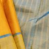 Yellow kanchipuram silk saree with blue border