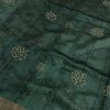 Forest green french knot embroidered tussar saree