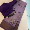 Maya - lavendar floral printed tussar saree