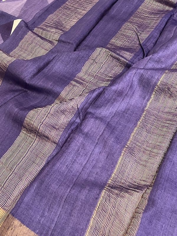 Maya - lavendar geometric printed tussar saree