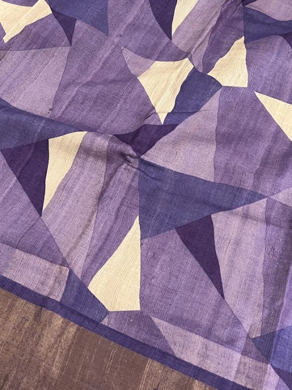 Maya - lavendar geometric printed tussar saree