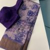 Maya - lilac violet printed tussar saree