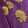 Tashi - Aubergine handprinted tussar saree with mirror highlights