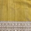 Tushara Mustard handprinted kutch embroidered tussar saree