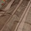 Veena brown floral handprinted tussar saree