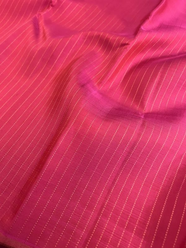 Alani Fuschia violet striped kanchipuram silk saree