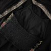 Black embroidered silk halter blouse