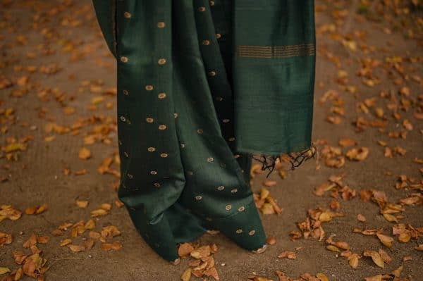 Dipta Green and gold silk saree