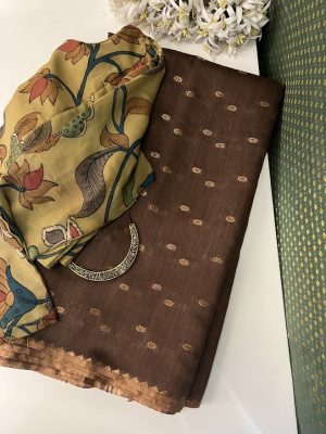 Dipta- brown and gold handwoven silk saree