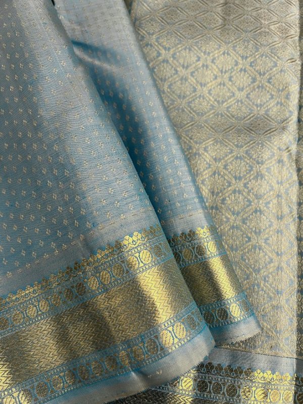 Meera powder blue brocade kanchipuram silk saree