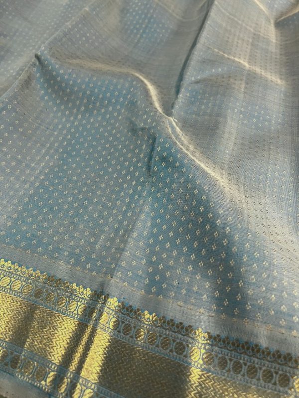 Meera powder blue brocade kanchipuram silk saree