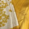 Mila Yellow beige block printed kanchipuram silk saree