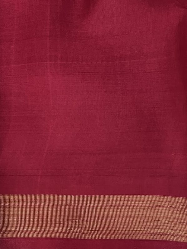 Mila Yellow maroon block printed kanchipuram silk saree