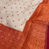 Mishrita Peach organza saree with orange kanchi silk border