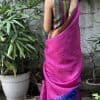 Mishrita Pink organza saree with navy silk border 3