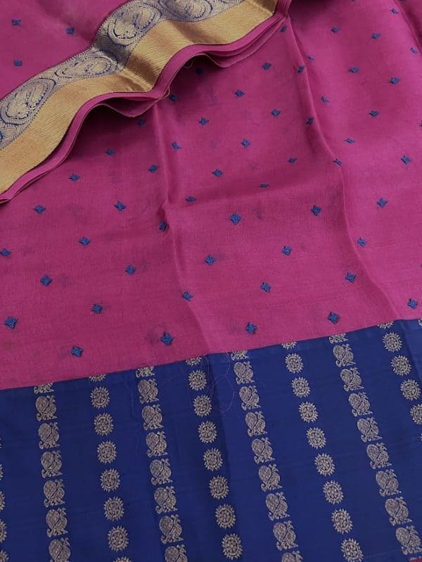 Mishrita Pink organza saree with navy silk border