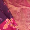 Mishrita Violet organza saree with pink kanchi silk border